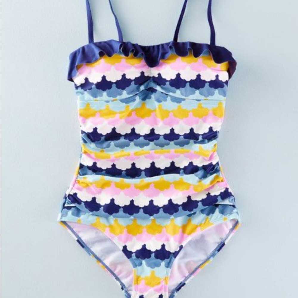 Boden Multicolor Ruffle One Piece Swimsuit